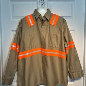 UniFirst Tan Shirt with Orange Reflective Stripes Size XL